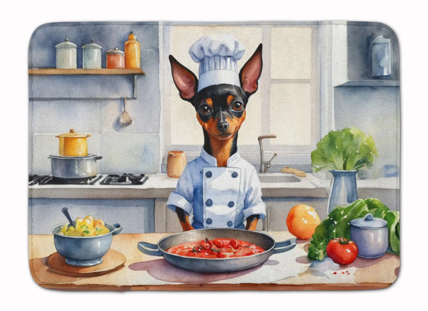 Miniature Pinscher The Chef Memory Foam Kitchen Mat