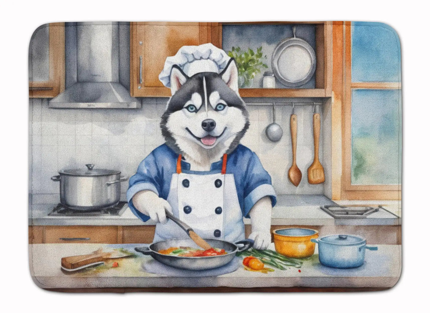 Siberian Husky The Chef Memory Foam Kitchen Mat